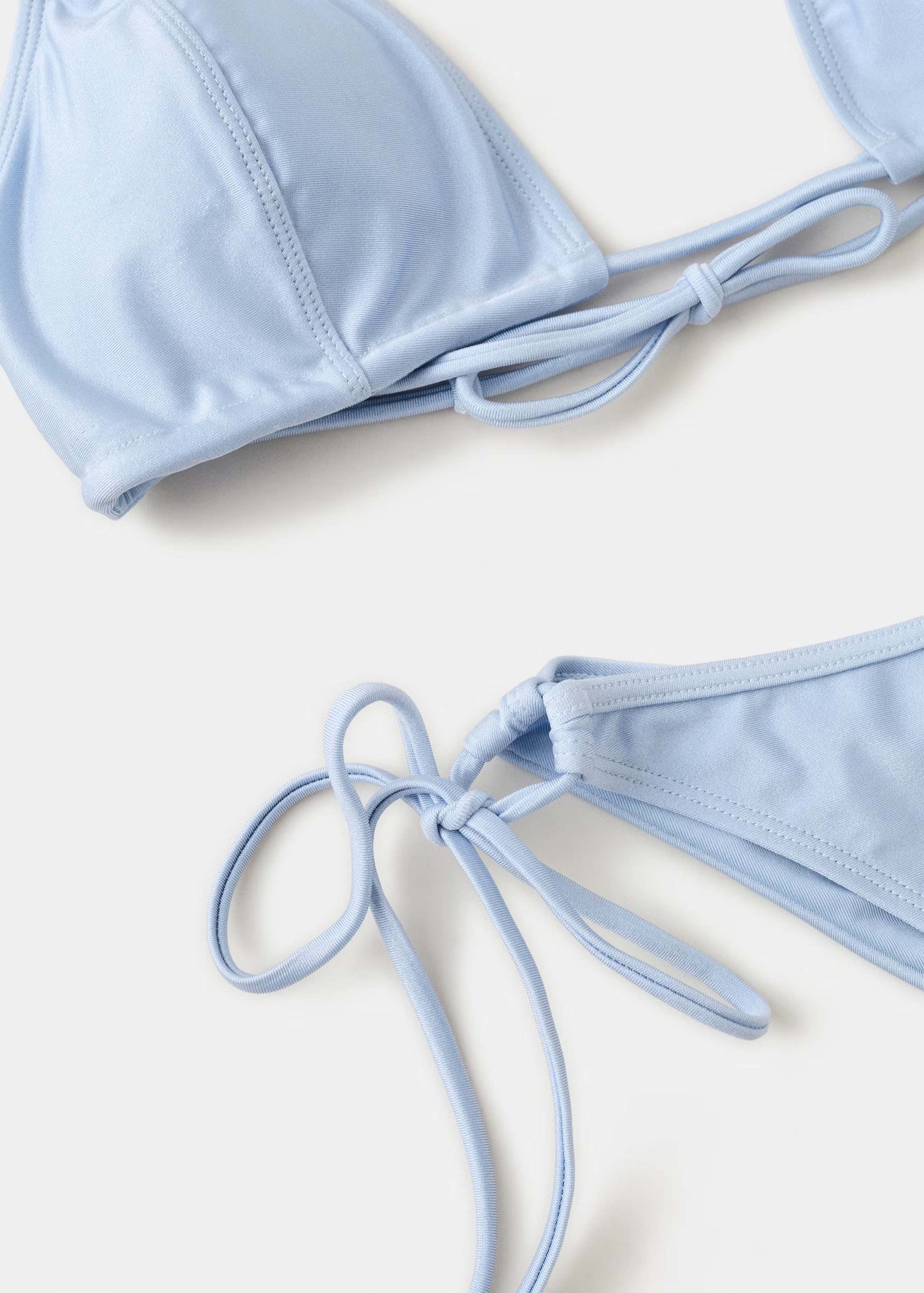 Satin effect tie-side bikini top - Image 4